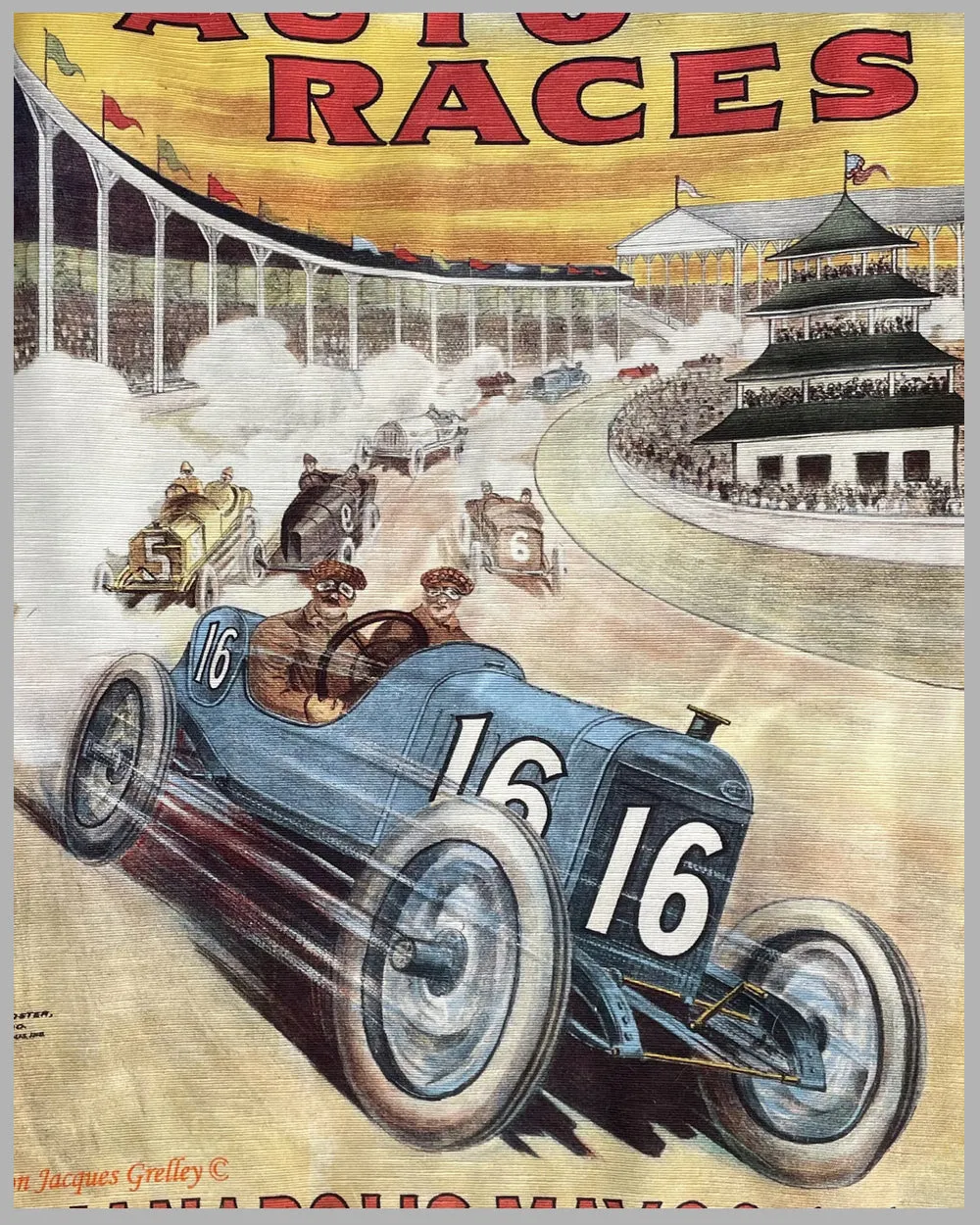 1914 Indianapolis tapestry featuring the original image used to promote the event