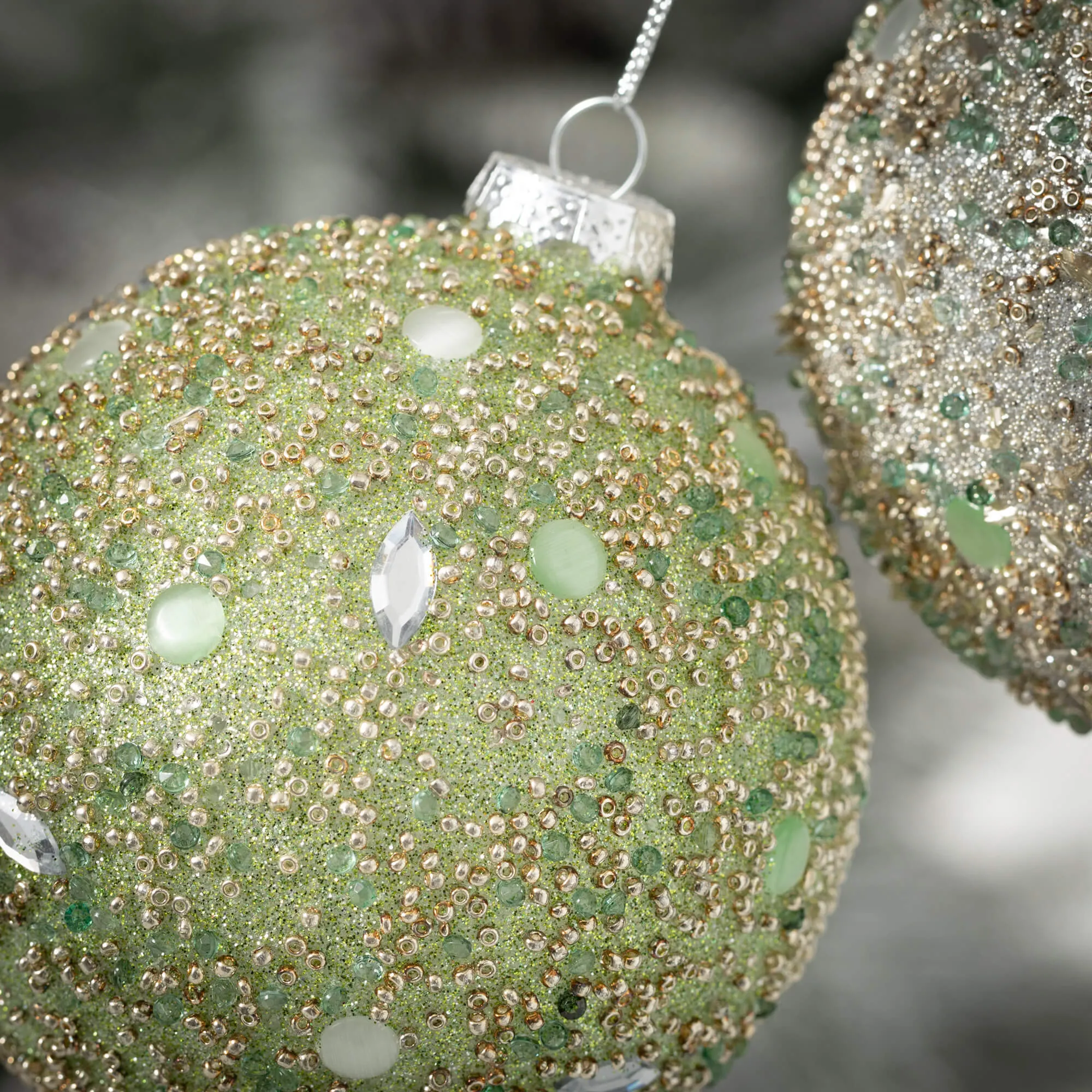 4"H Sullivans Beaded Ball Ornament - Set of 2, Multicolored Christmas Ornaments