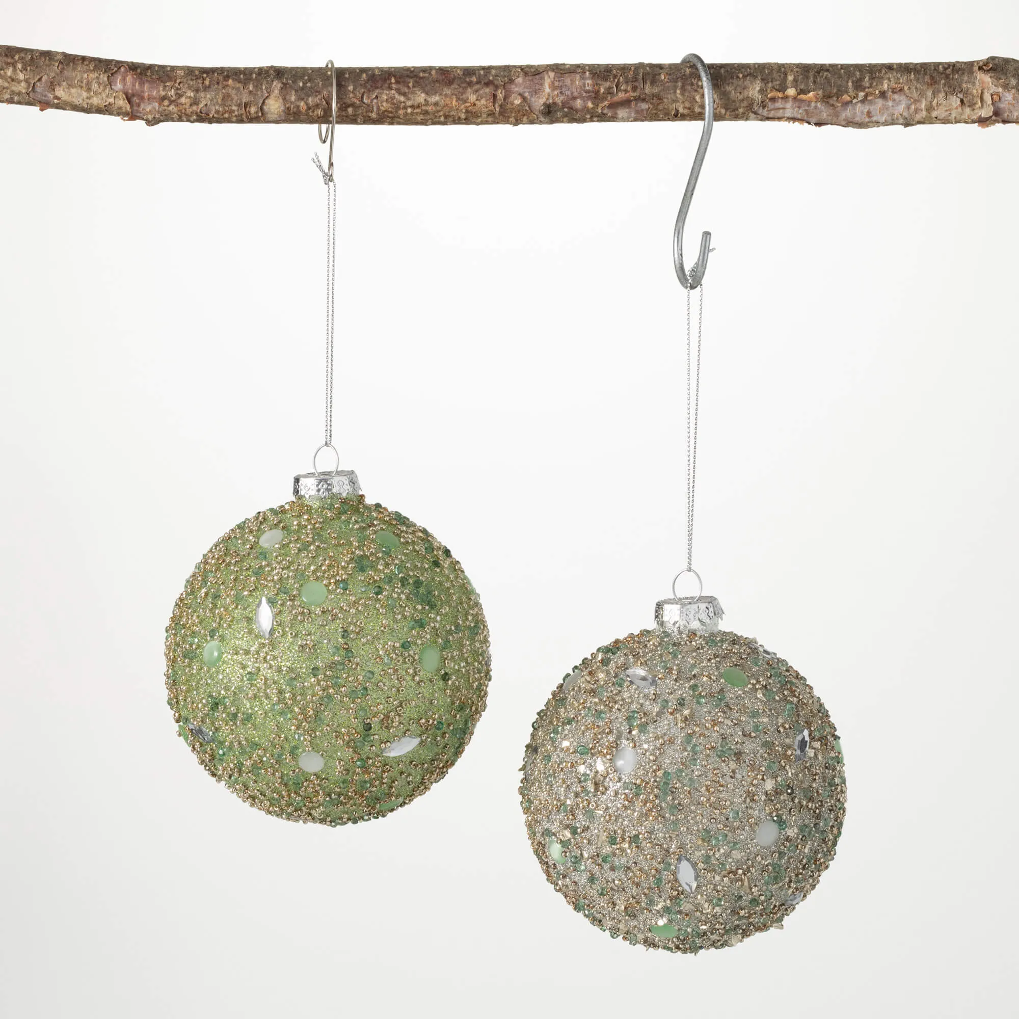 4"H Sullivans Beaded Ball Ornament - Set of 2, Multicolored Christmas Ornaments