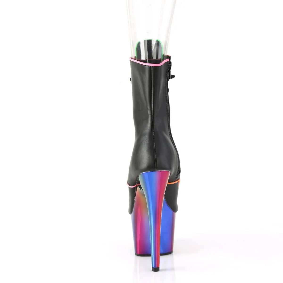 ADORE-1021RC-02 Black & Multi Colour Calf High Peep Toe Boots