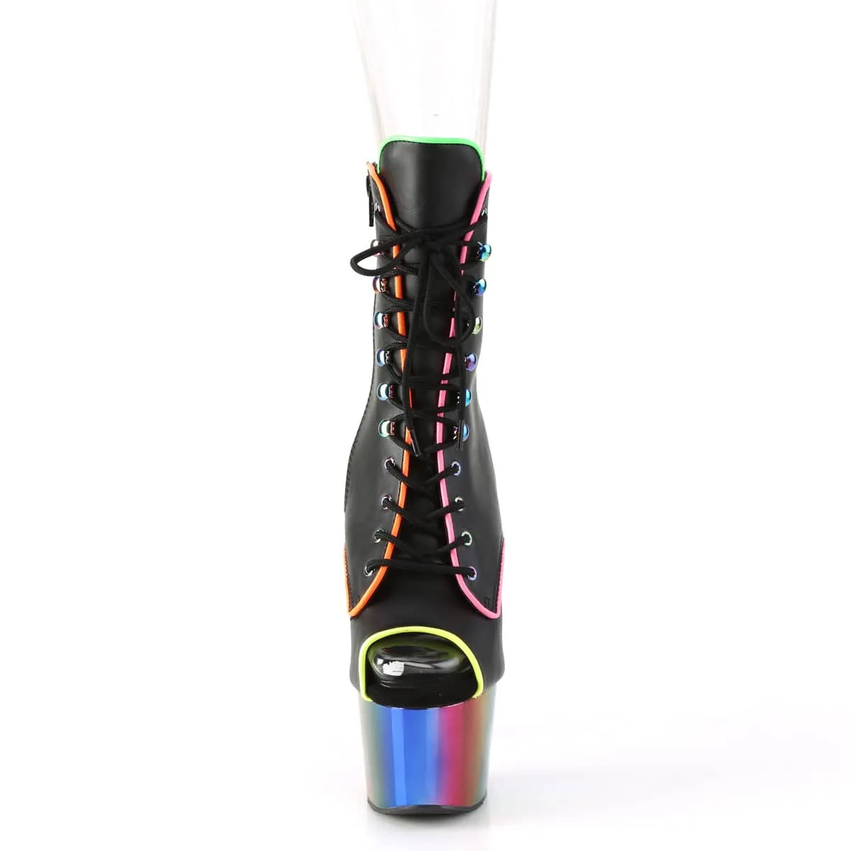 ADORE-1021RC-02 Black & Multi Colour Calf High Peep Toe Boots