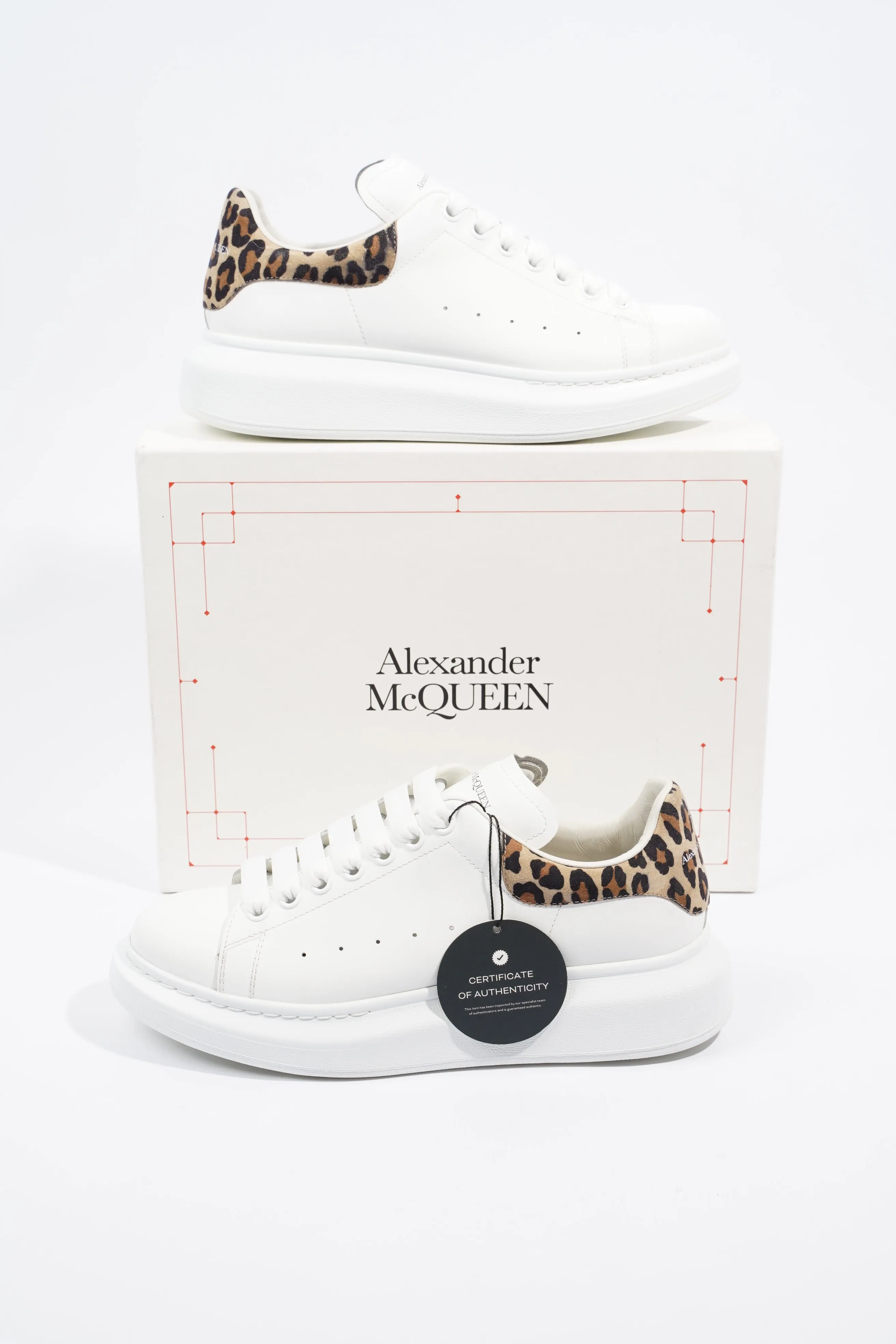 Alexander McQueen Oversized Sneaker White / Leopard Tab Leather EU 40 UK 7