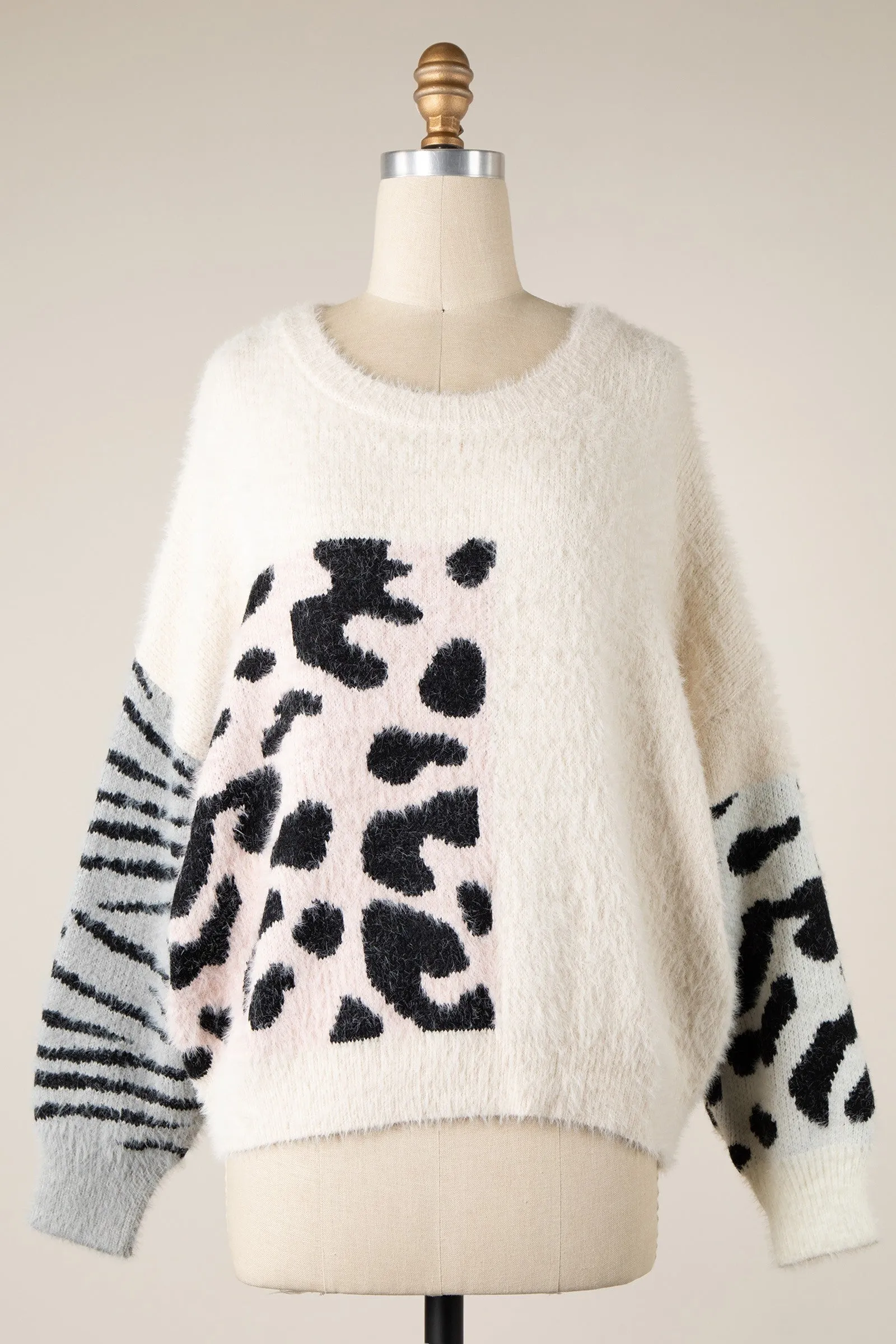 ANIMAL PRINT DETAIL SWEATER 1 PACK