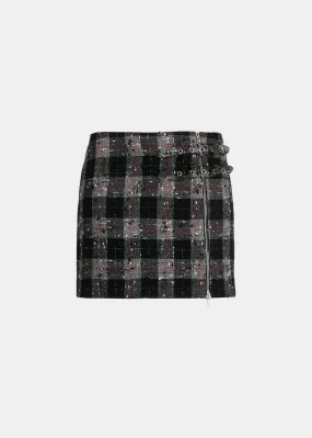 Black Checked Lurex Mini Skirt