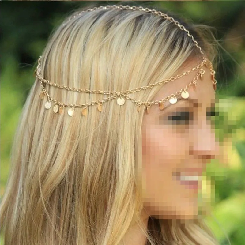Boho Crystal Bride Headdress Hair Accesories New Fashion Elegant Head Chain Jewelry Women Wedding Accessories Bridal Headpiece