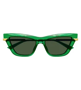 Bottega Venetta Minimalist Women's Green Cat-eye  Sunglasses
