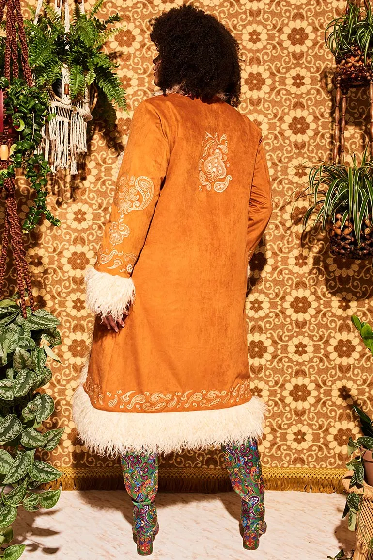 Breaking Hearts Tan Embroidered Long Penny Lane Coat