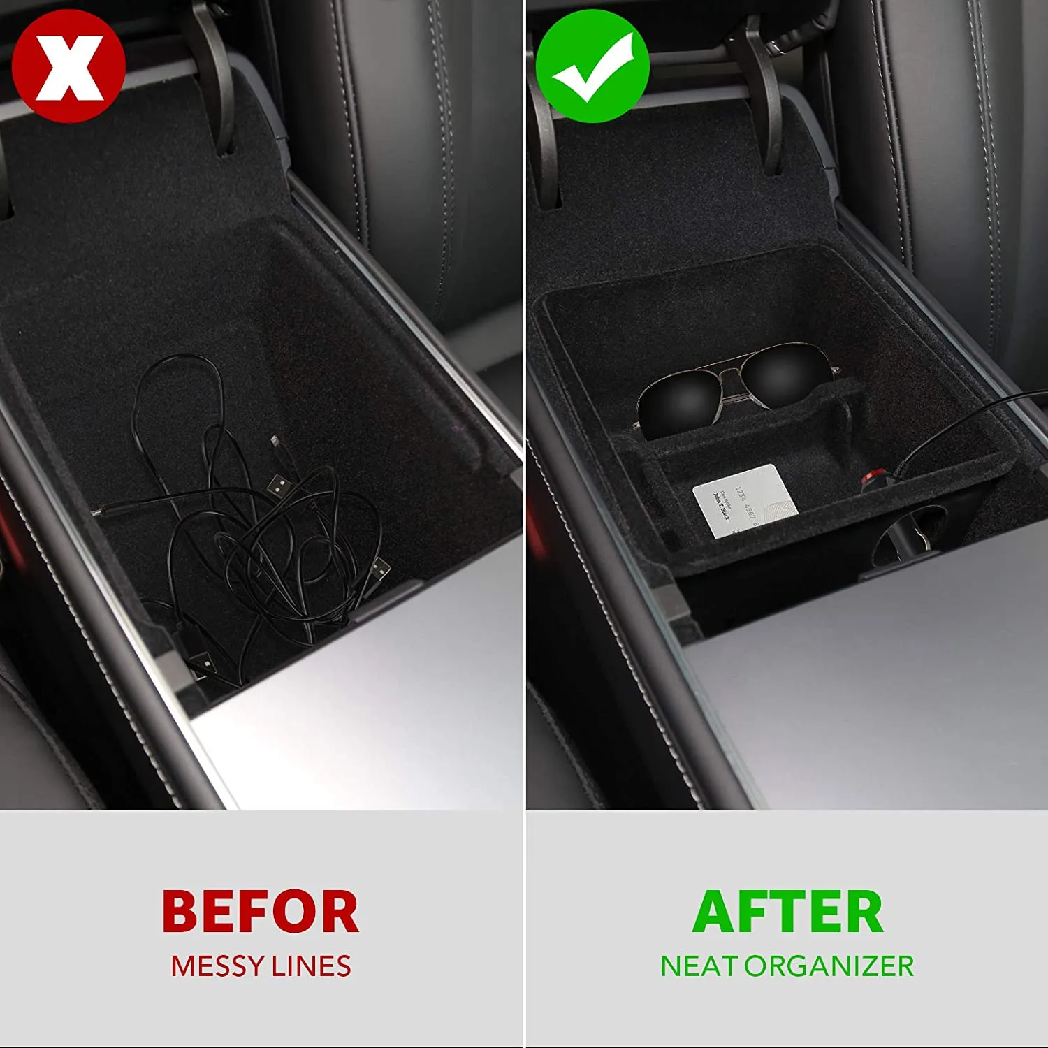 Center Console Tray Armrest Box Storage Box for Tesla Model 3 / Model Y