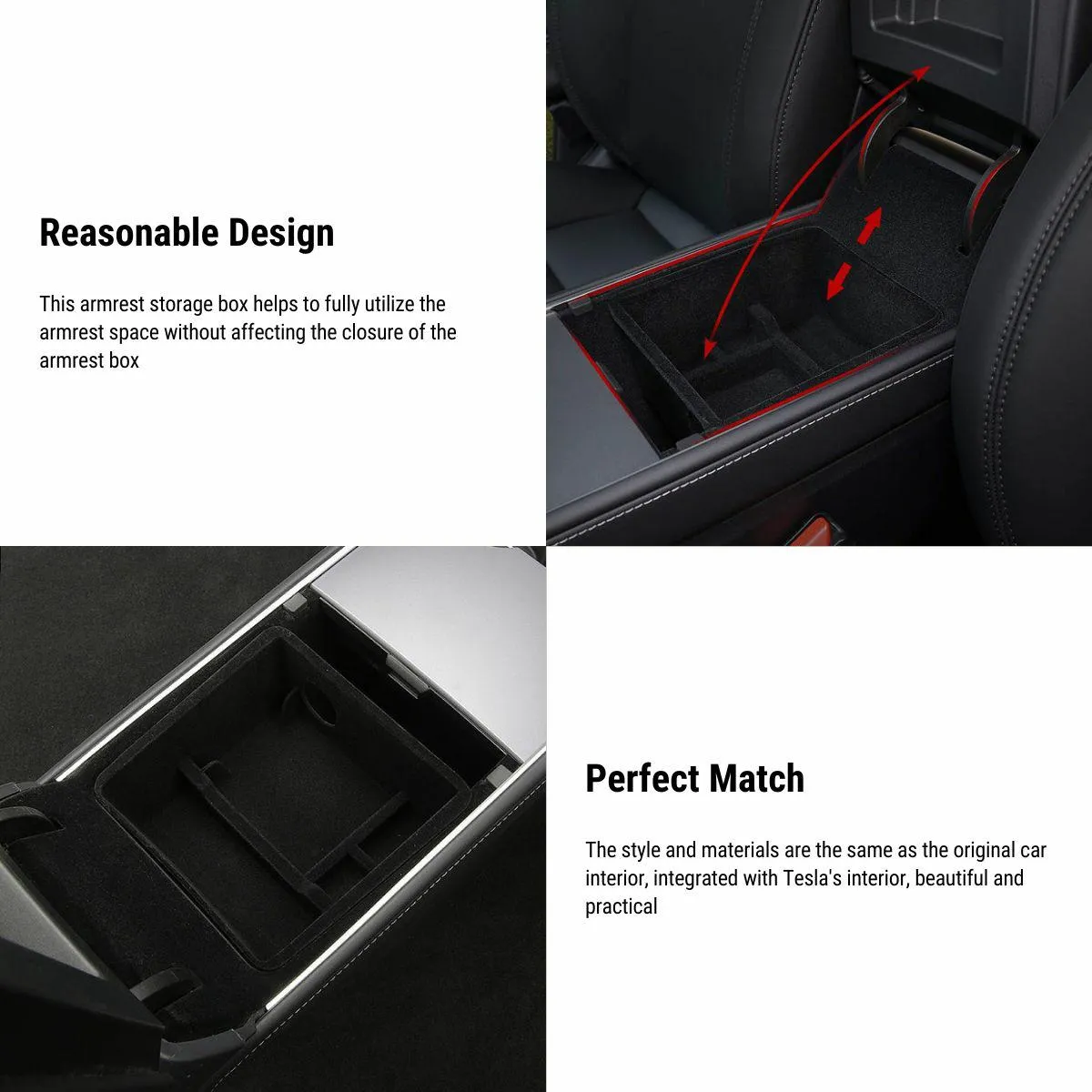 Center Console Tray Armrest Box Storage Box for Tesla Model 3 / Model Y
