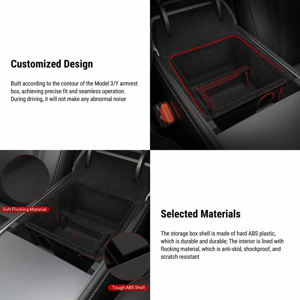 Center Console Tray Armrest Box Storage Box for Tesla Model 3 / Model Y