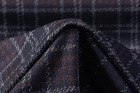 Checked Wool Viscose Knit - Navy / Rust
