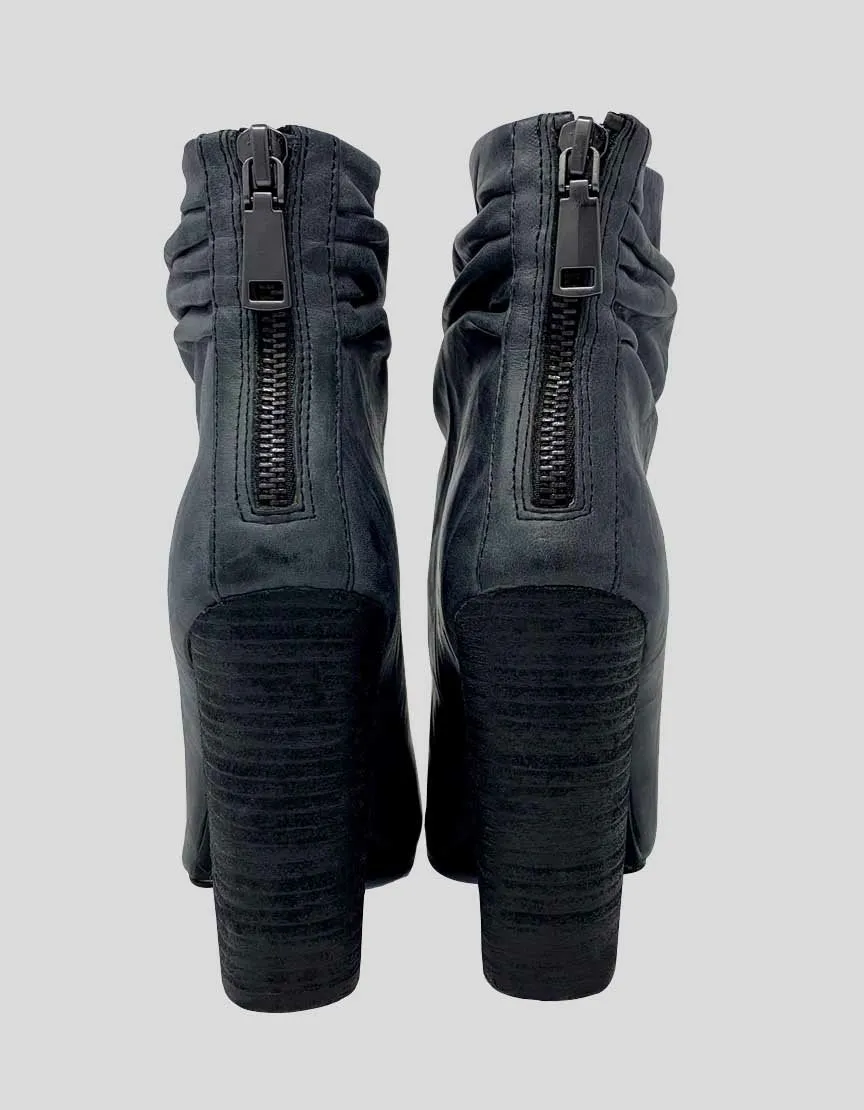 Chinese Laundry Laurel Peep Toe Booties In Grey Leather - 6.5 US
