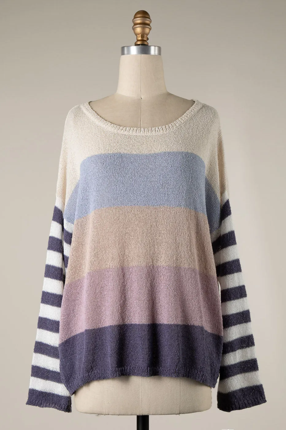 COLOR BLOCK LIGHTWEIGHT KNIT SWEATER 1 PACK