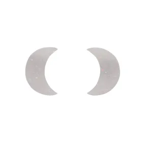 Crescent Moon Solid Glitter Resin Stud Earrings - White