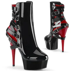 DELIGHT-1012 Black & Red Calf High Boots