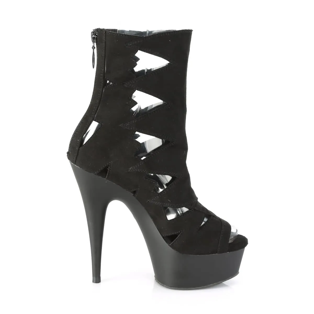 DELIGHT-1014 Black Calf High Peep Toe Boots