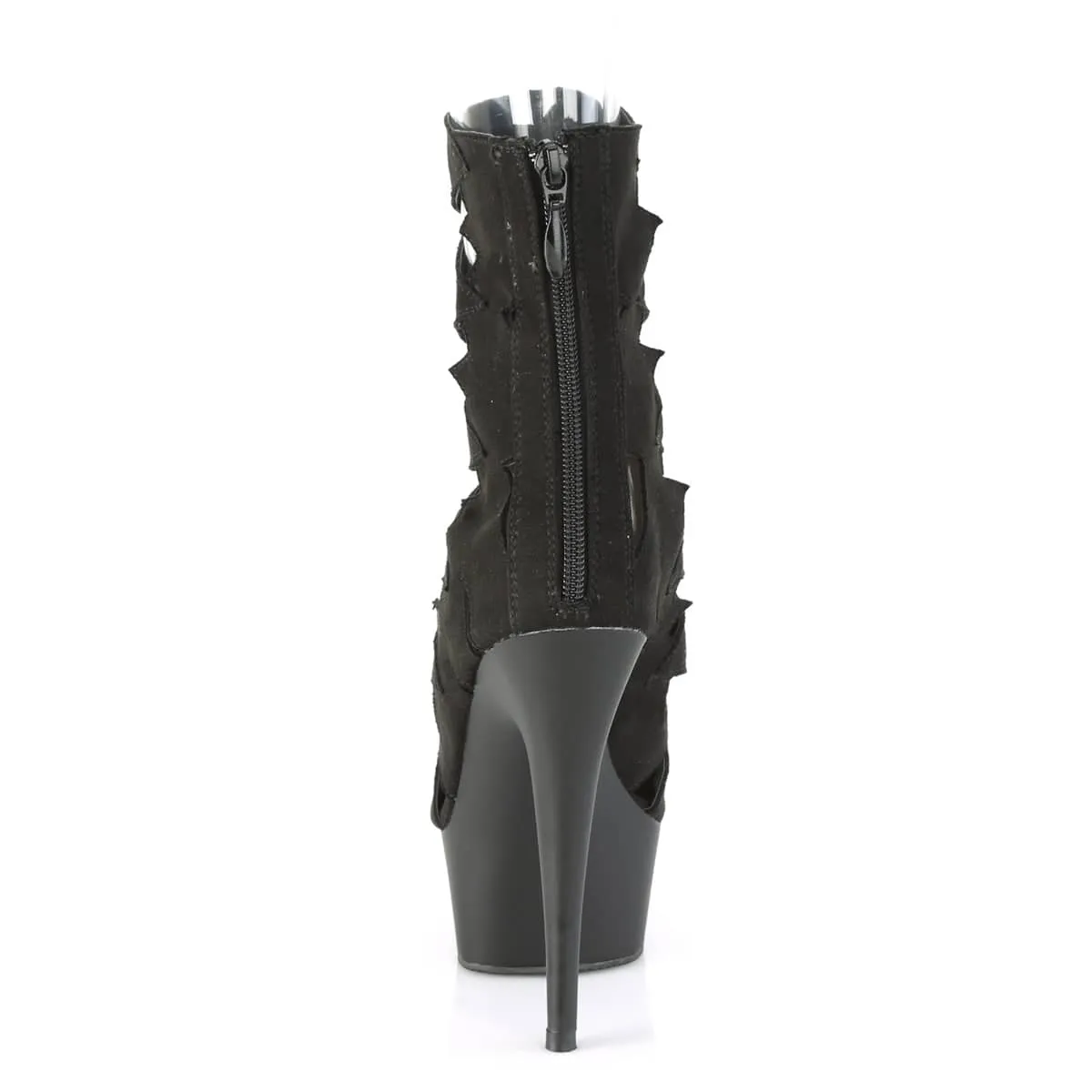 DELIGHT-1014 Black Calf High Peep Toe Boots