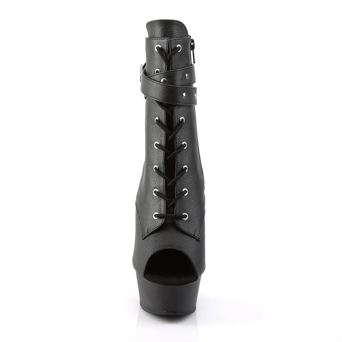 DELIGHT-1033 Black Calf High Peep Toe Boots