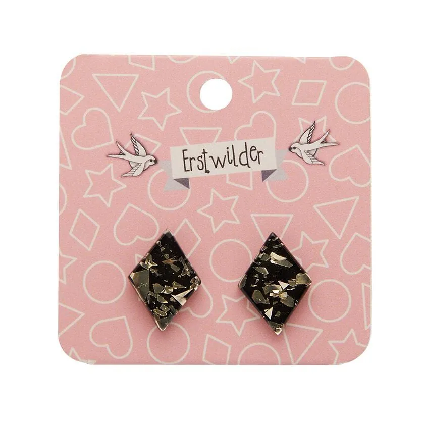 Diamond Chunky Glitter Resin Stud Earrings - Gold