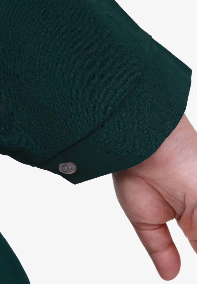 Docia Minimalist Stand Collar Blouse - Dark Green