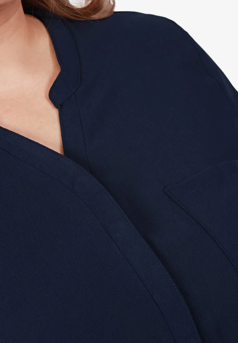 Docia Minimalist Stand Collar Blouse - Dark Green