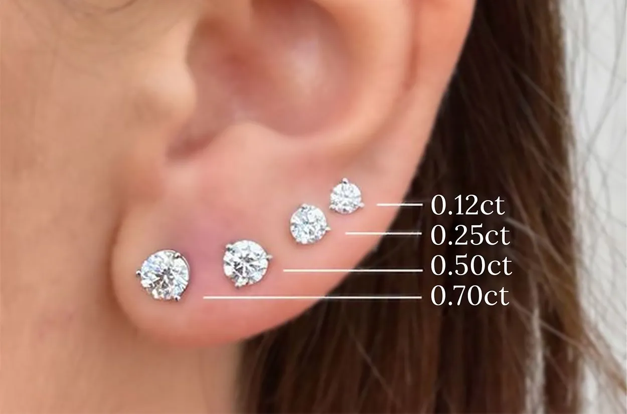 Earrings 1.43cts Natural Round Diamonds I I1 18kt Gold Studs