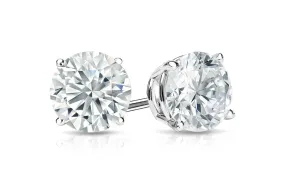 Earrings 1.43cts Natural Round Diamonds I I1 18kt Gold Studs