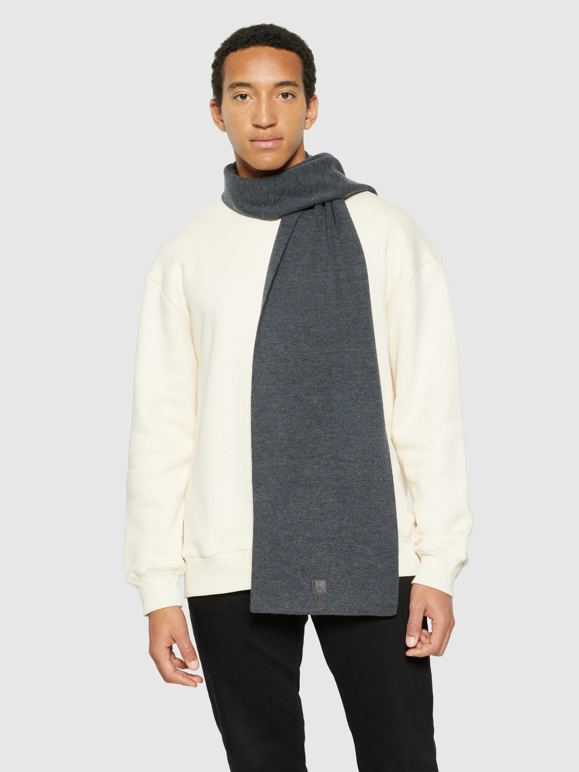 Fine merino wool scarf - RWS - Dark Grey Melange