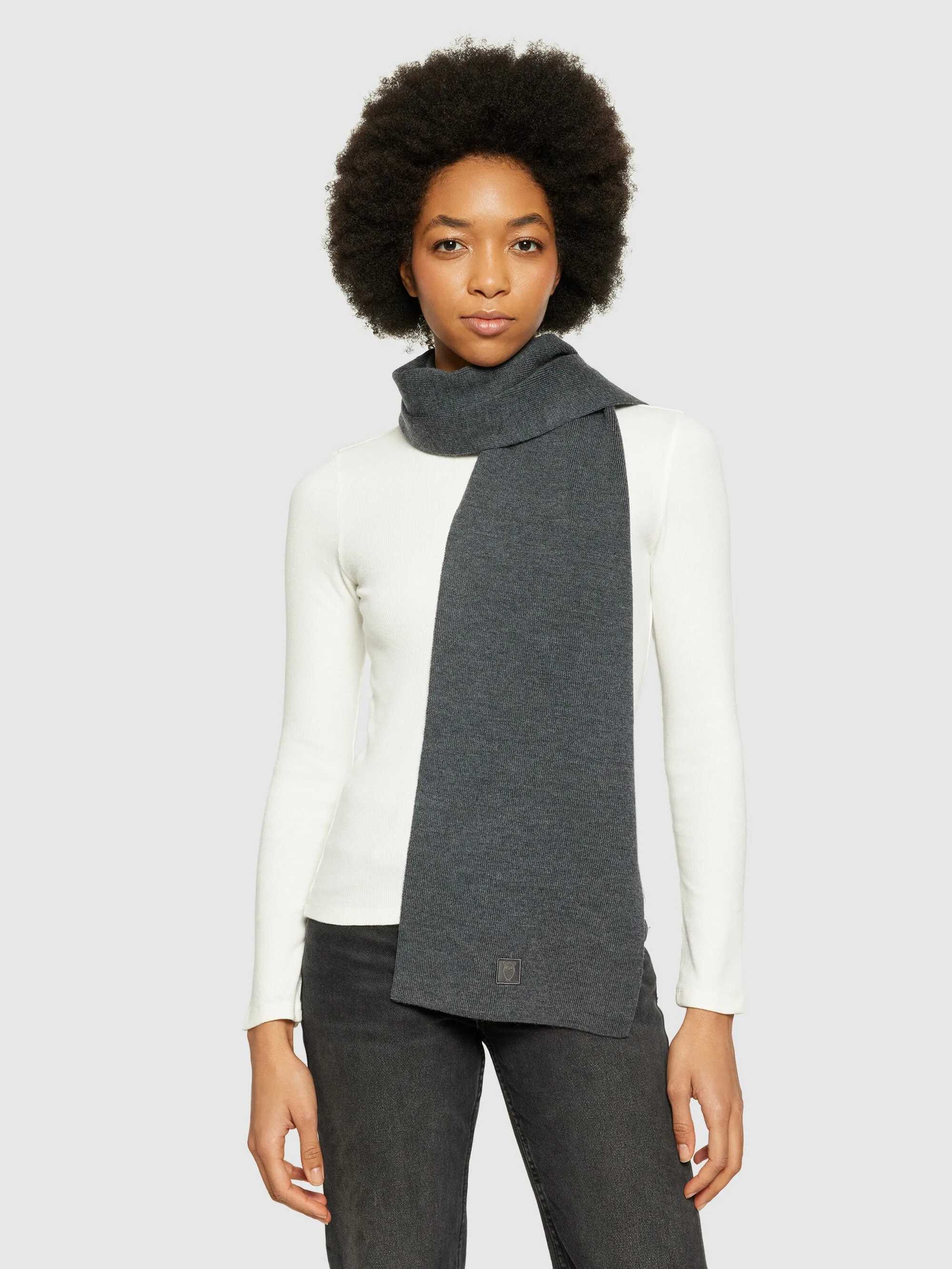 Fine merino wool scarf - RWS - Dark Grey Melange