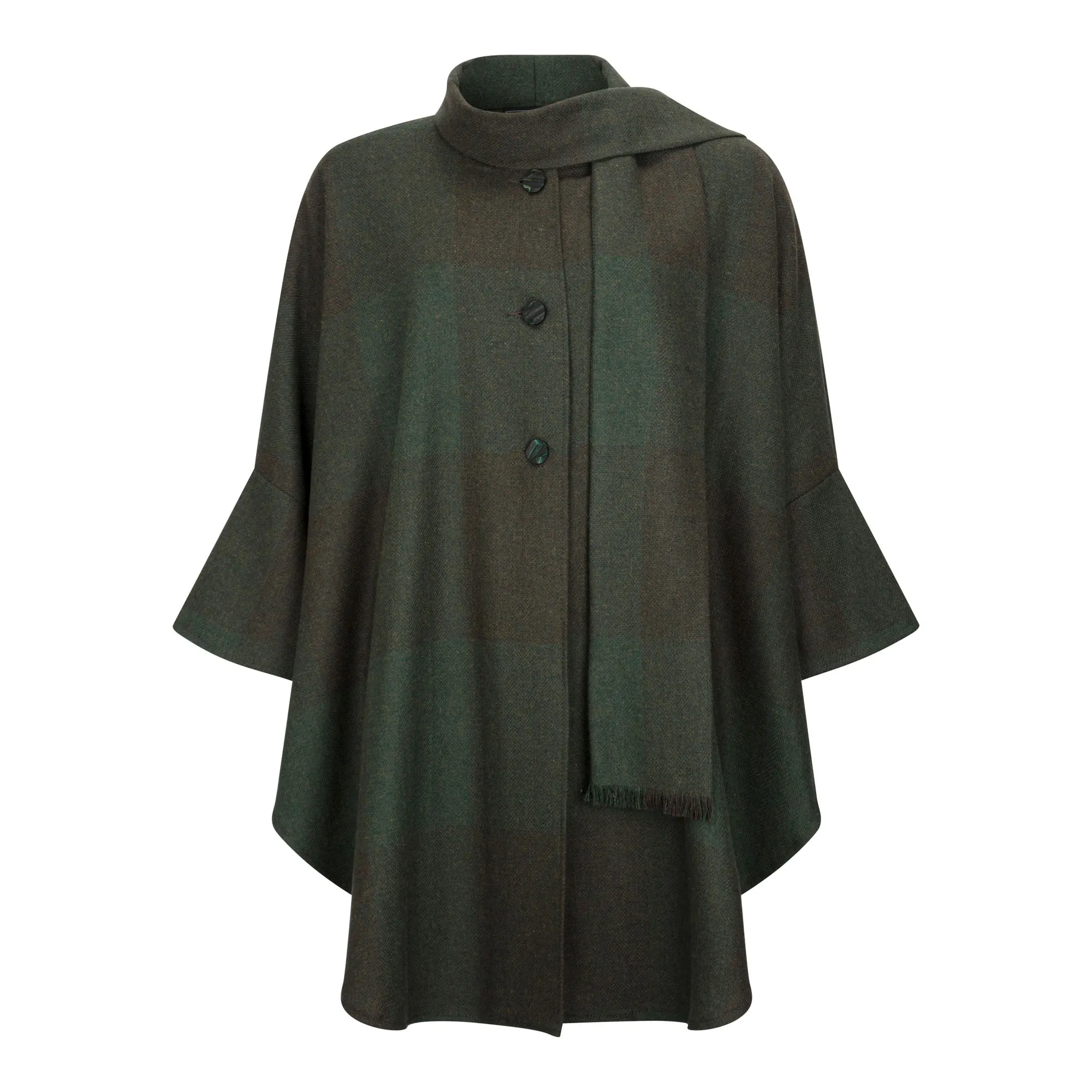 Forest Green Roisin Donegal Tweed Cape