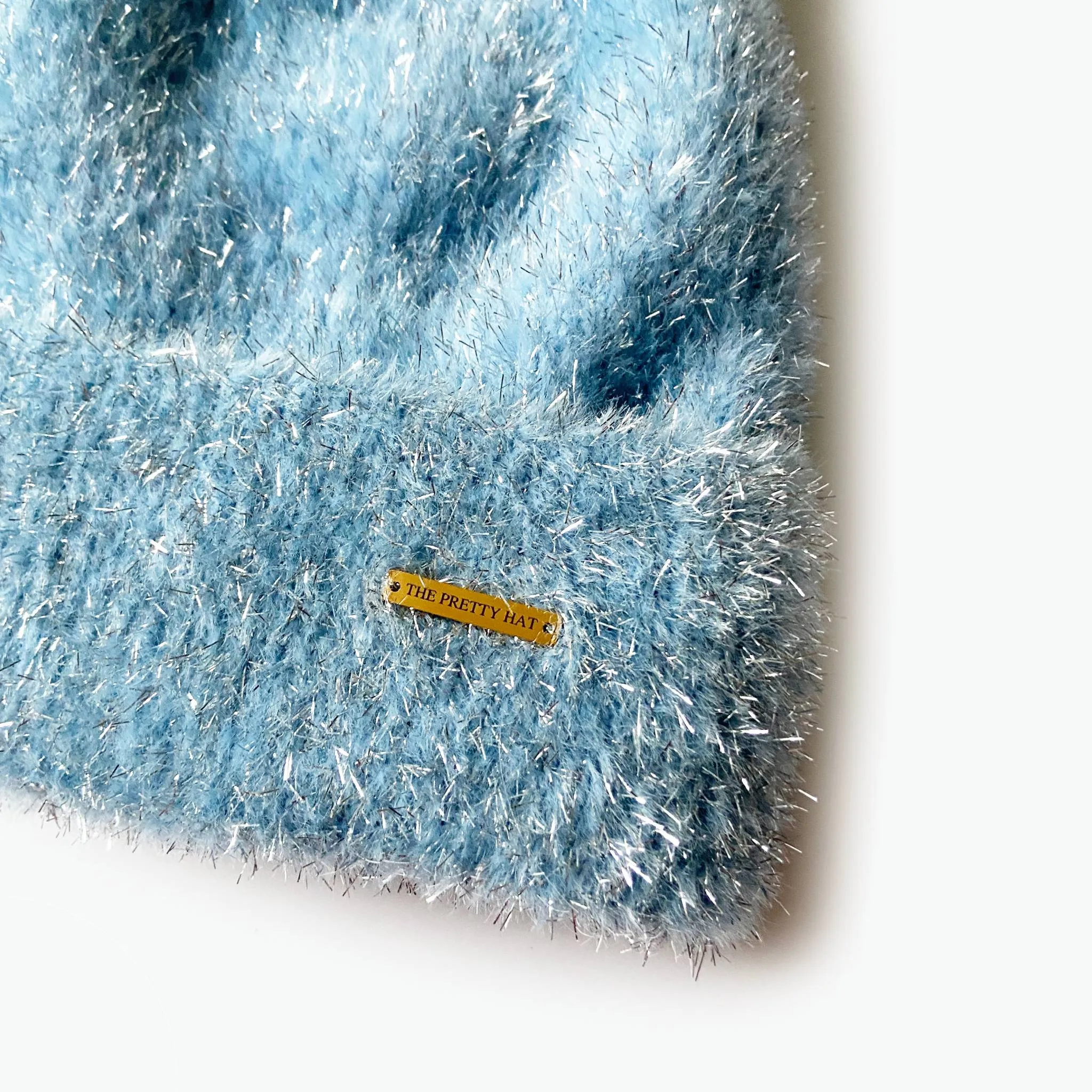 Freya Fluffy Glitter Fleece Lined Beanie - Ice Blue