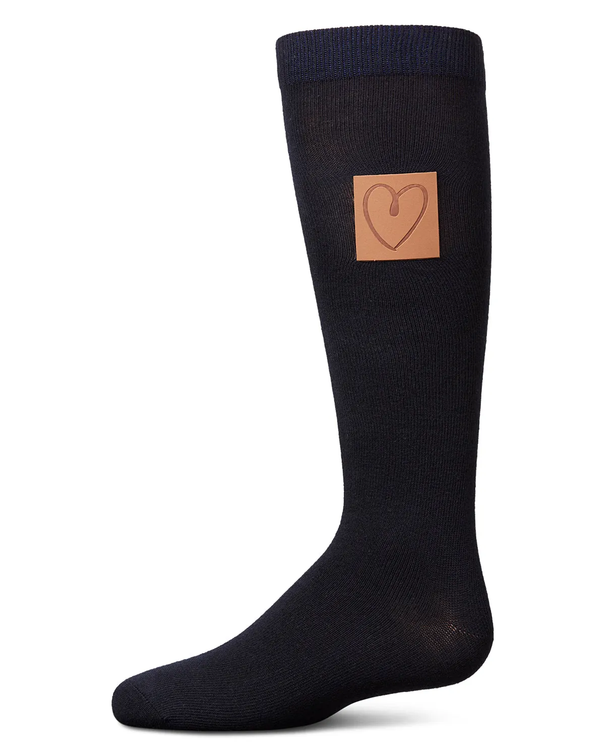 Girl's Cork Heart Patch Tab Knee High Socks