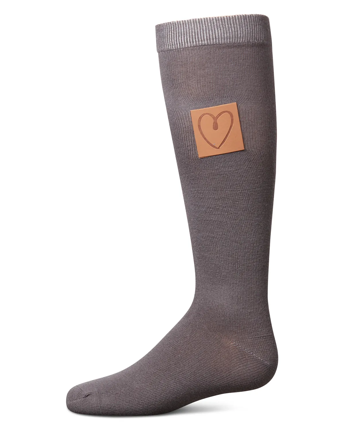 Girl's Cork Heart Patch Tab Knee High Socks