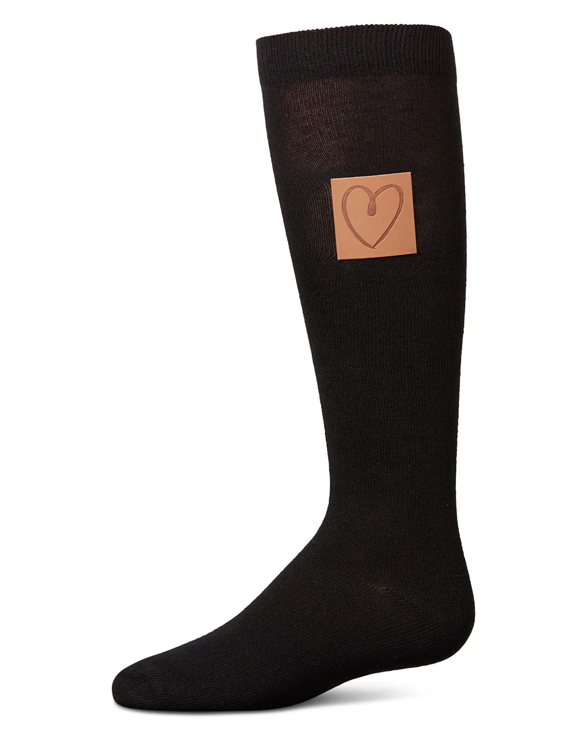 Girl's Cork Heart Patch Tab Knee High Socks