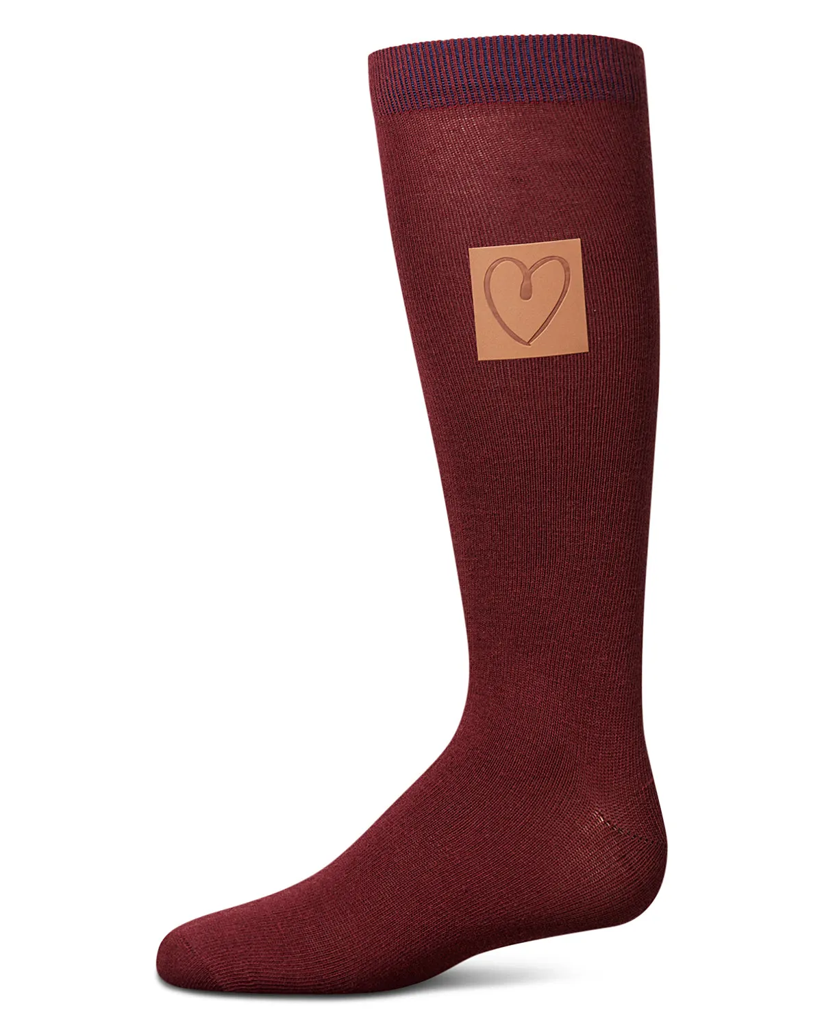 Girl's Cork Heart Patch Tab Knee High Socks