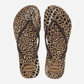 Havaianas Slim Animals Flip Flops - Rose Gold/Cafe
