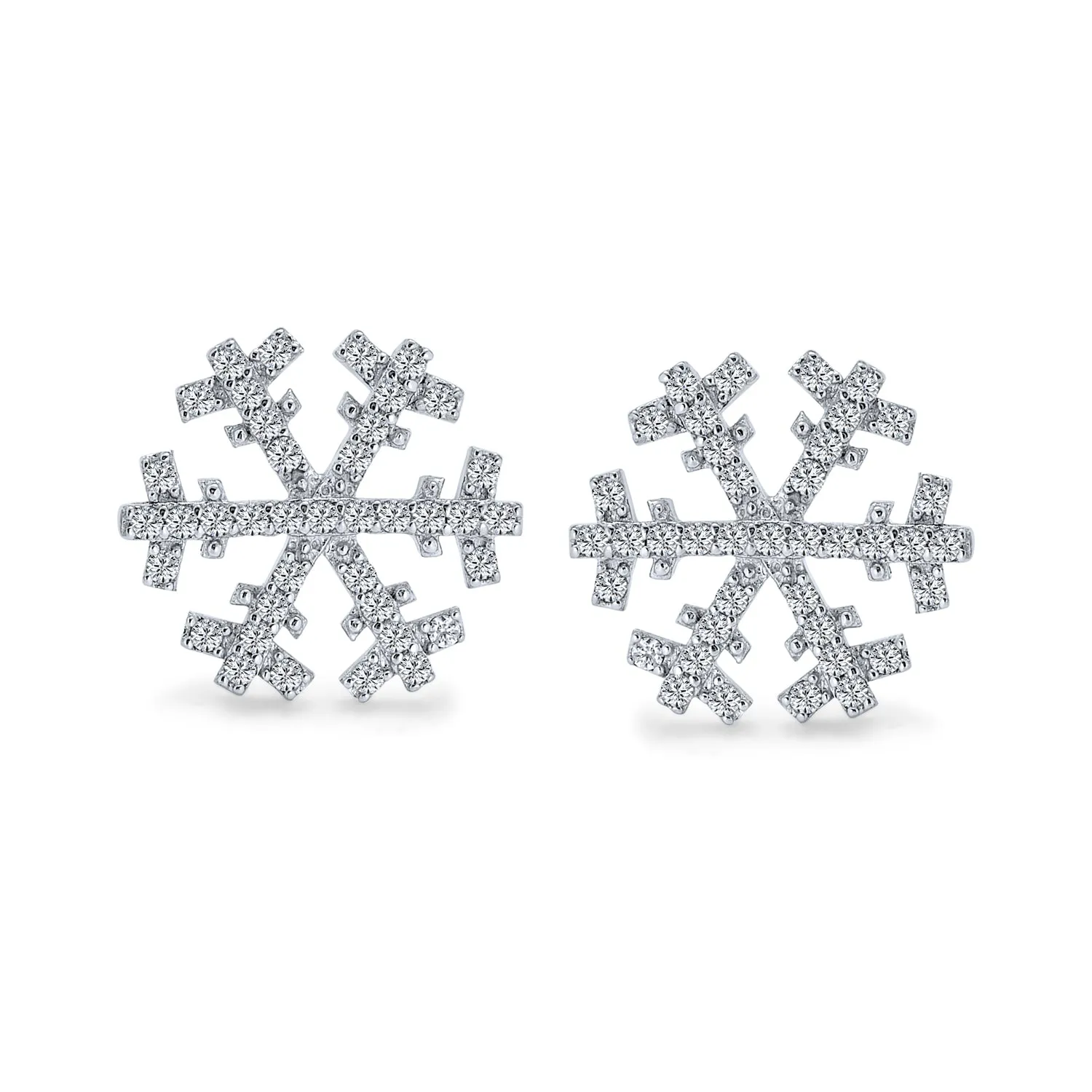Holiday Party CZ Christmas Flower AAA Cubic Zirconia Snowflake Stud Earrings
