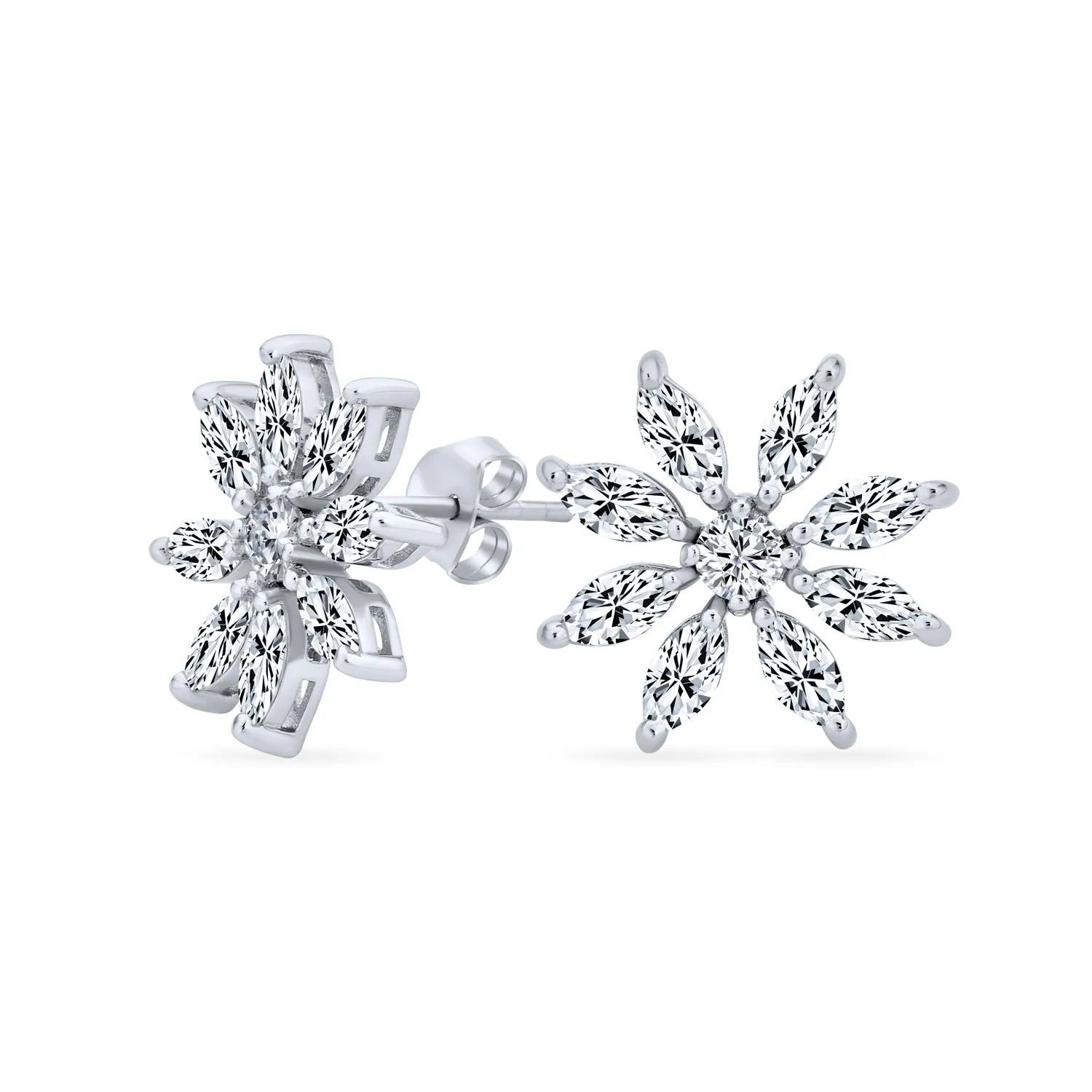 Holiday Party CZ Christmas Flower AAA Cubic Zirconia Snowflake Stud Earrings