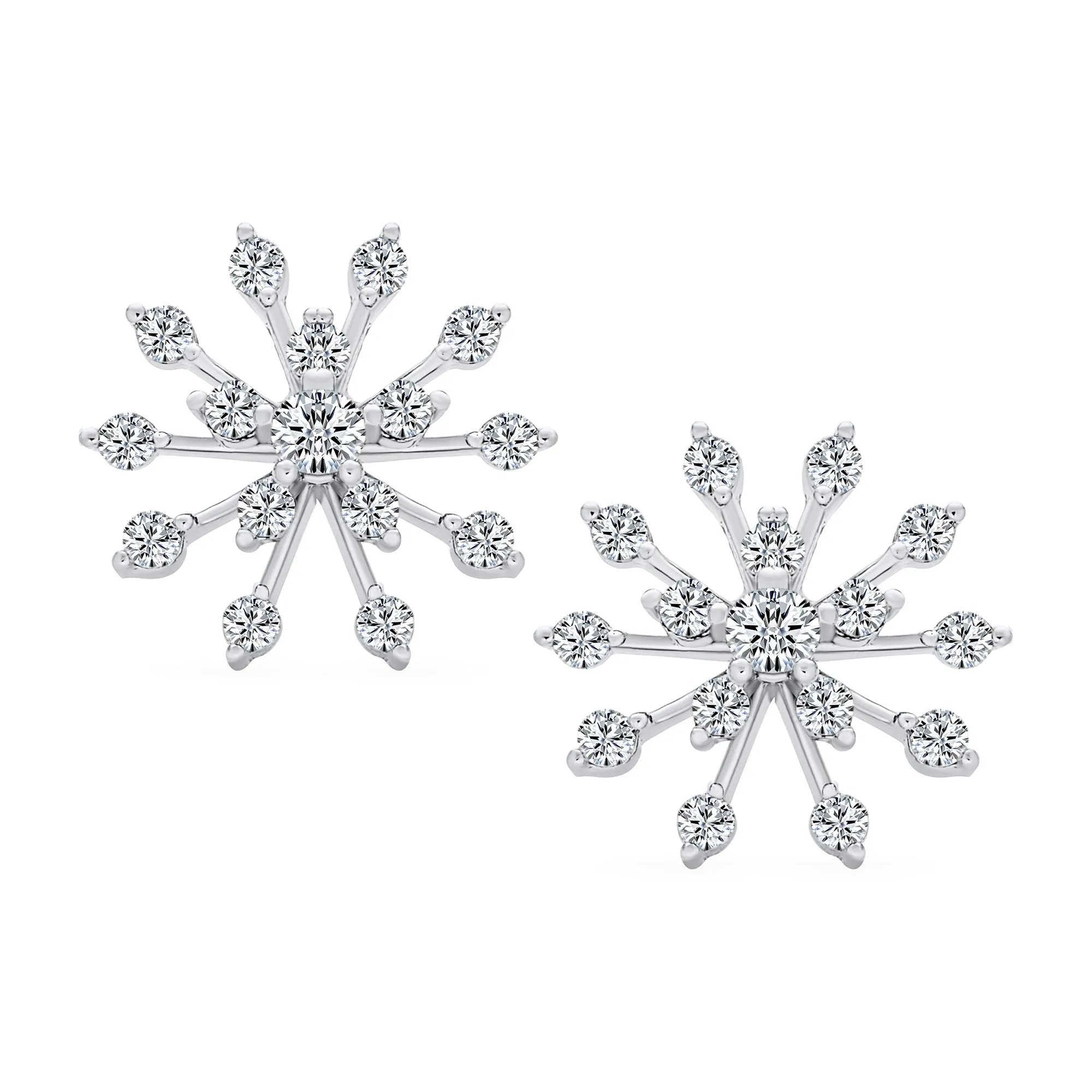 Holiday Party CZ Christmas Flower AAA Cubic Zirconia Snowflake Stud Earrings