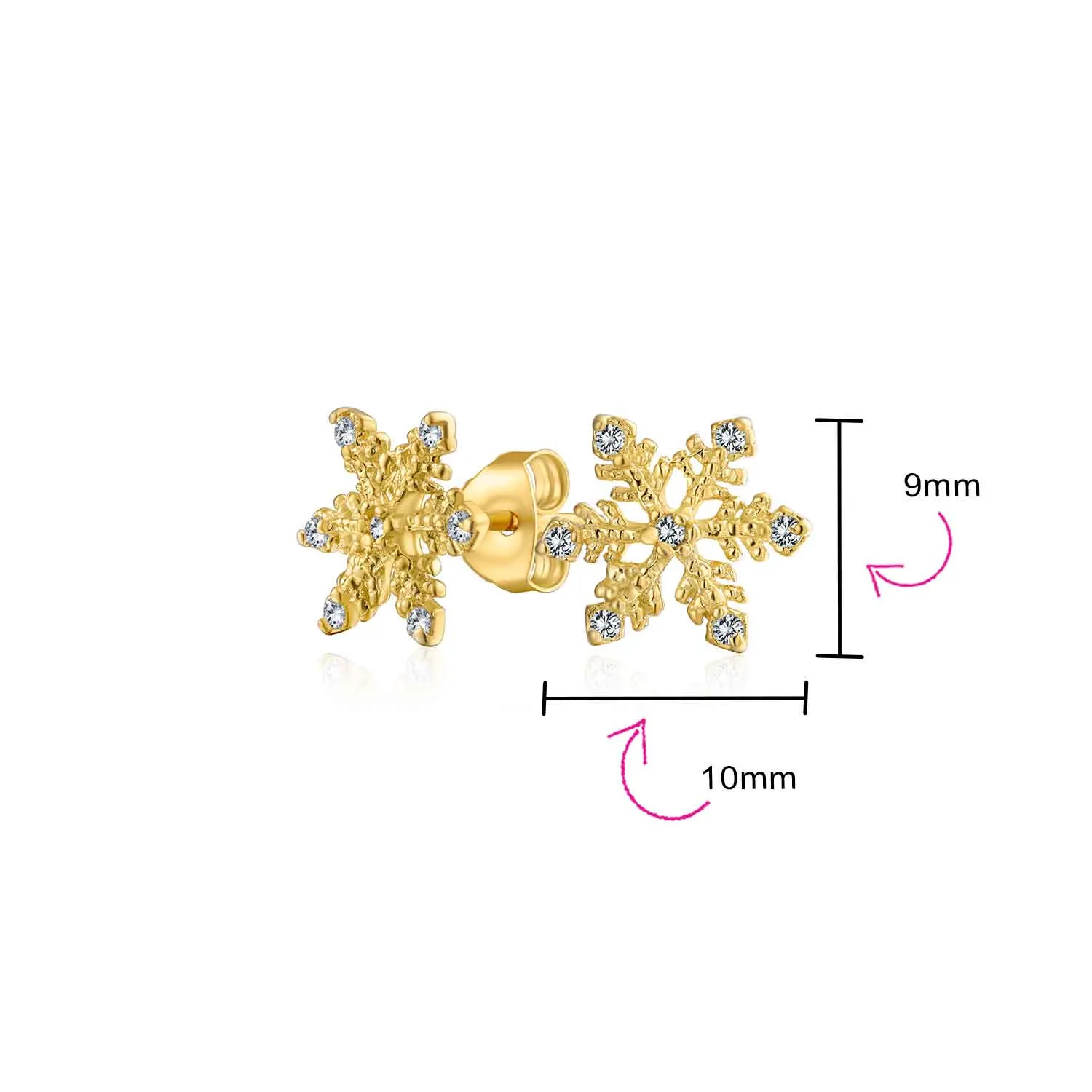 Holiday Party CZ Christmas Flower AAA Cubic Zirconia Snowflake Stud Earrings