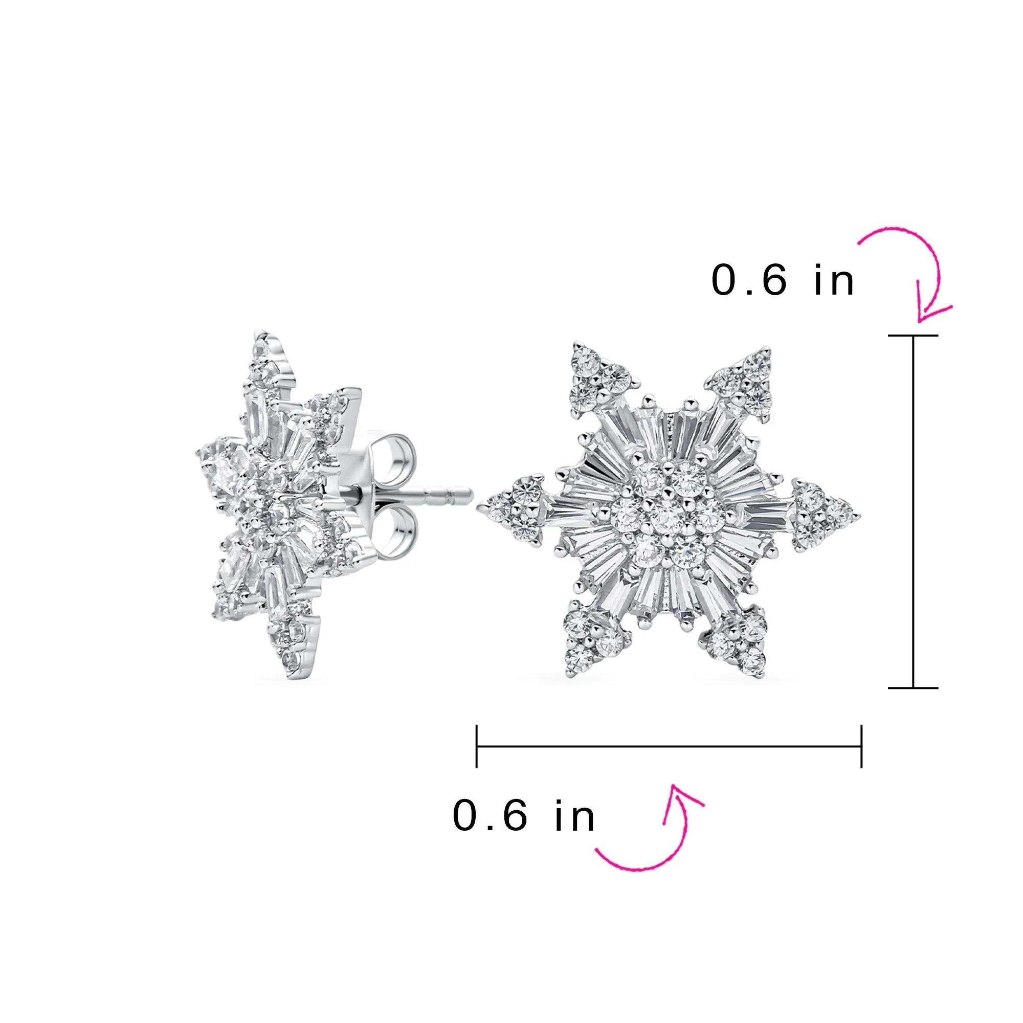 Holiday Party CZ Christmas Flower AAA Cubic Zirconia Snowflake Stud Earrings