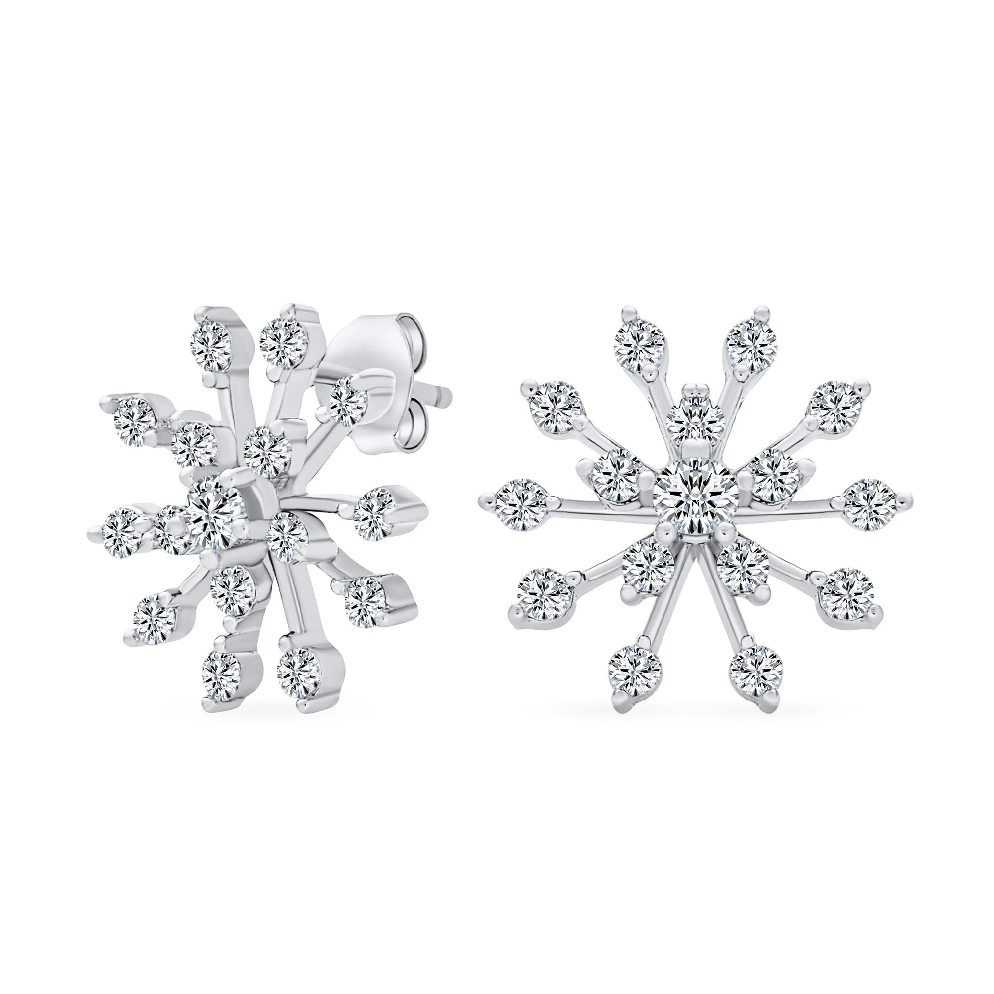 Holiday Party CZ Christmas Flower AAA Cubic Zirconia Snowflake Stud Earrings