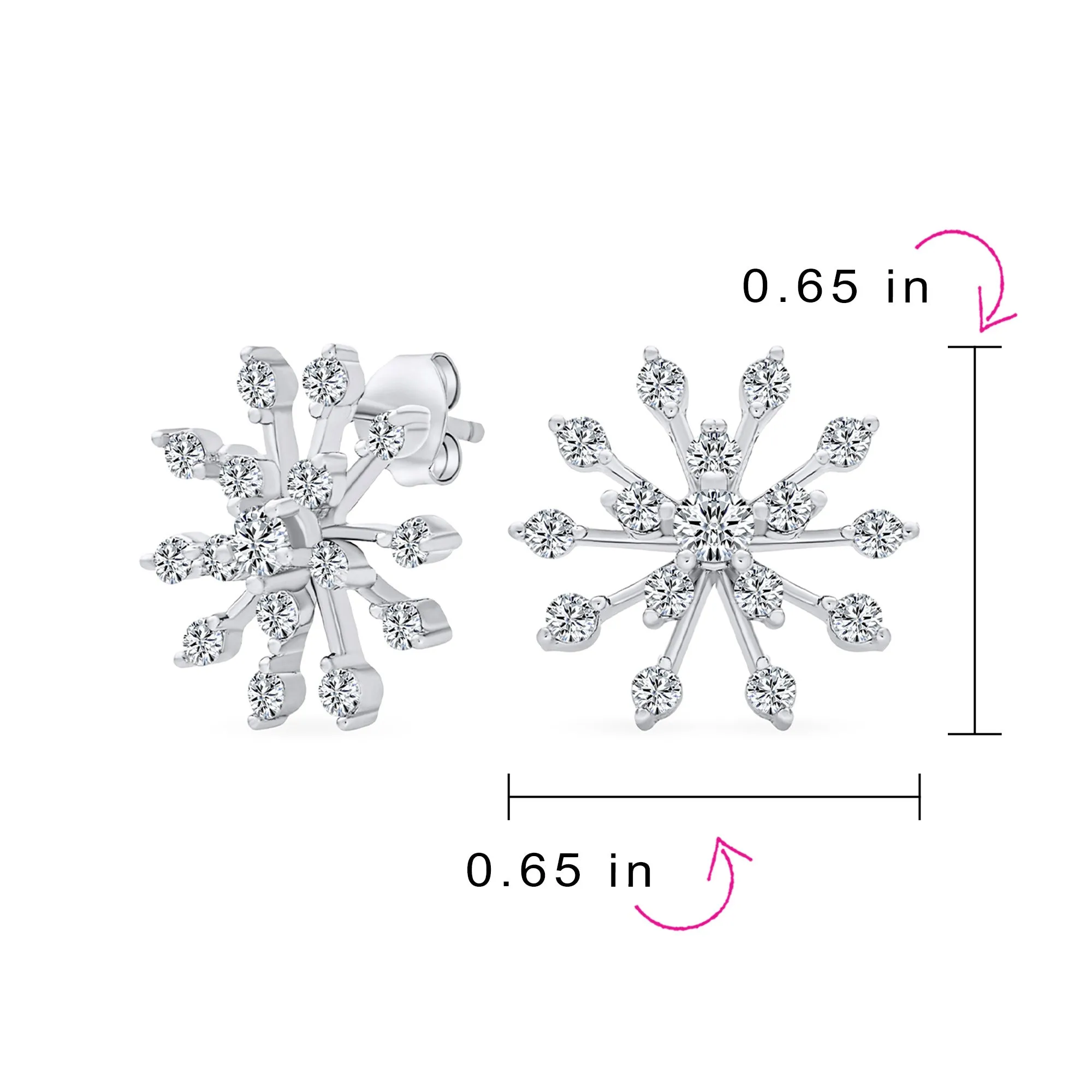 Holiday Party CZ Christmas Flower AAA Cubic Zirconia Snowflake Stud Earrings