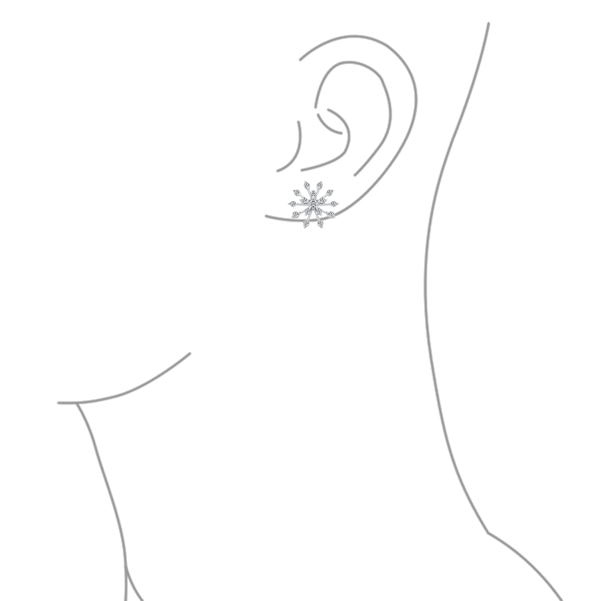 Holiday Party CZ Christmas Flower AAA Cubic Zirconia Snowflake Stud Earrings