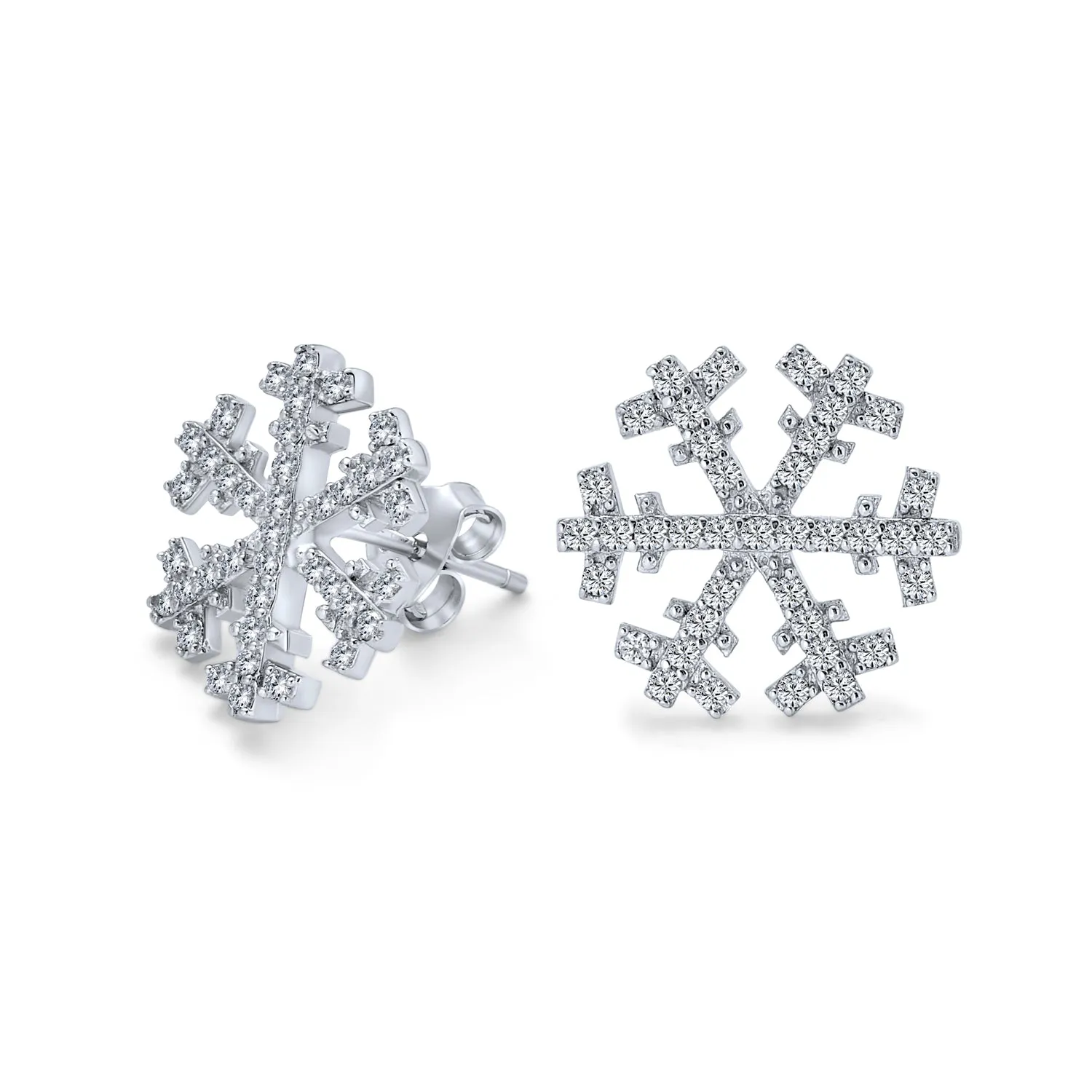 Holiday Party CZ Christmas Flower AAA Cubic Zirconia Snowflake Stud Earrings