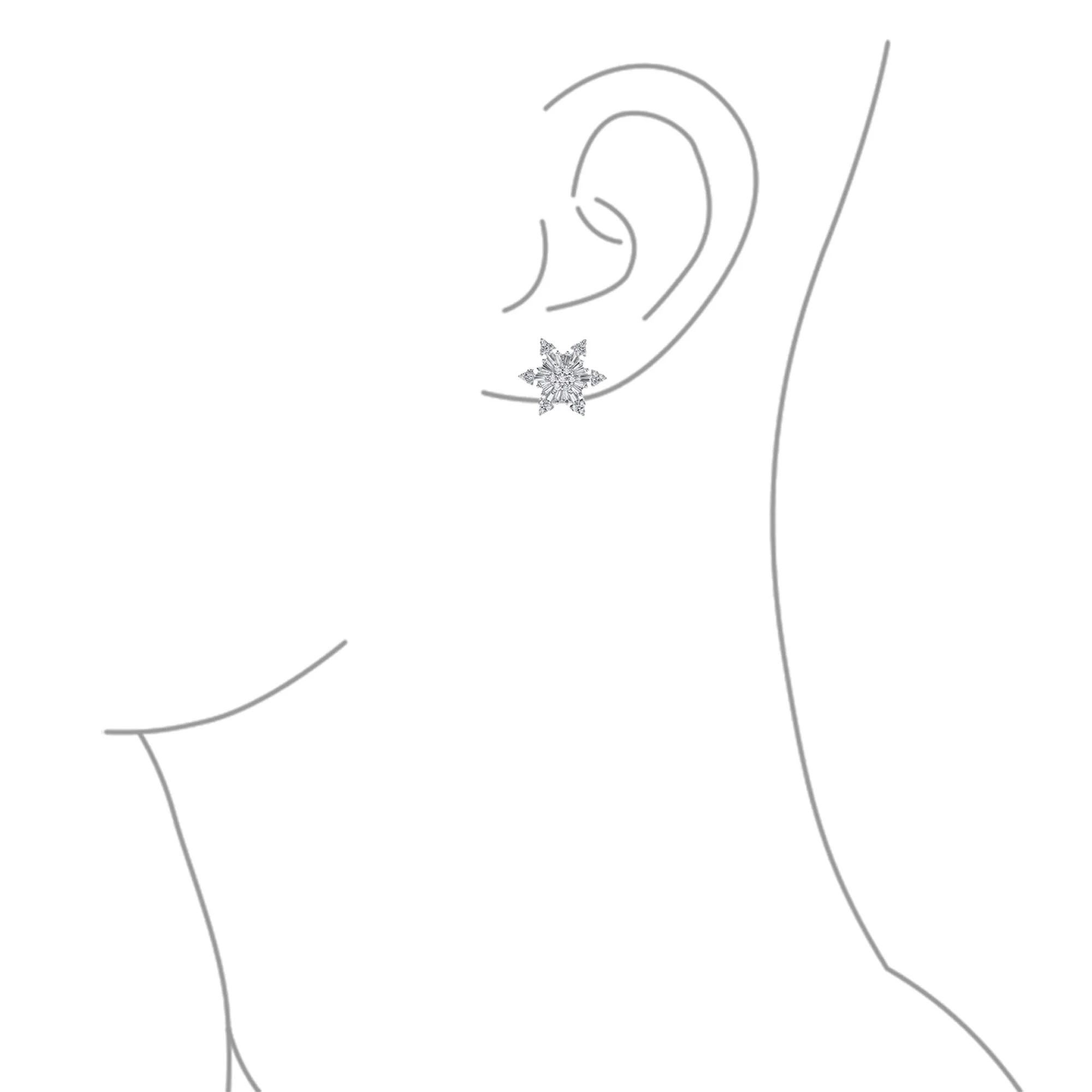 Holiday Party CZ Christmas Flower AAA Cubic Zirconia Snowflake Stud Earrings
