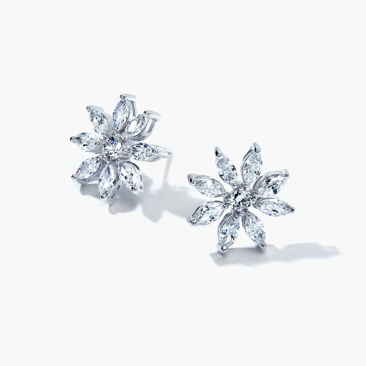 Holiday Party CZ Christmas Flower AAA Cubic Zirconia Snowflake Stud Earrings