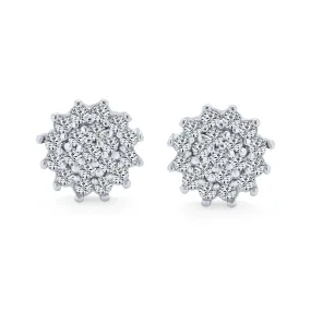 Holiday Party CZ Christmas Flower AAA Cubic Zirconia Snowflake Stud Earrings