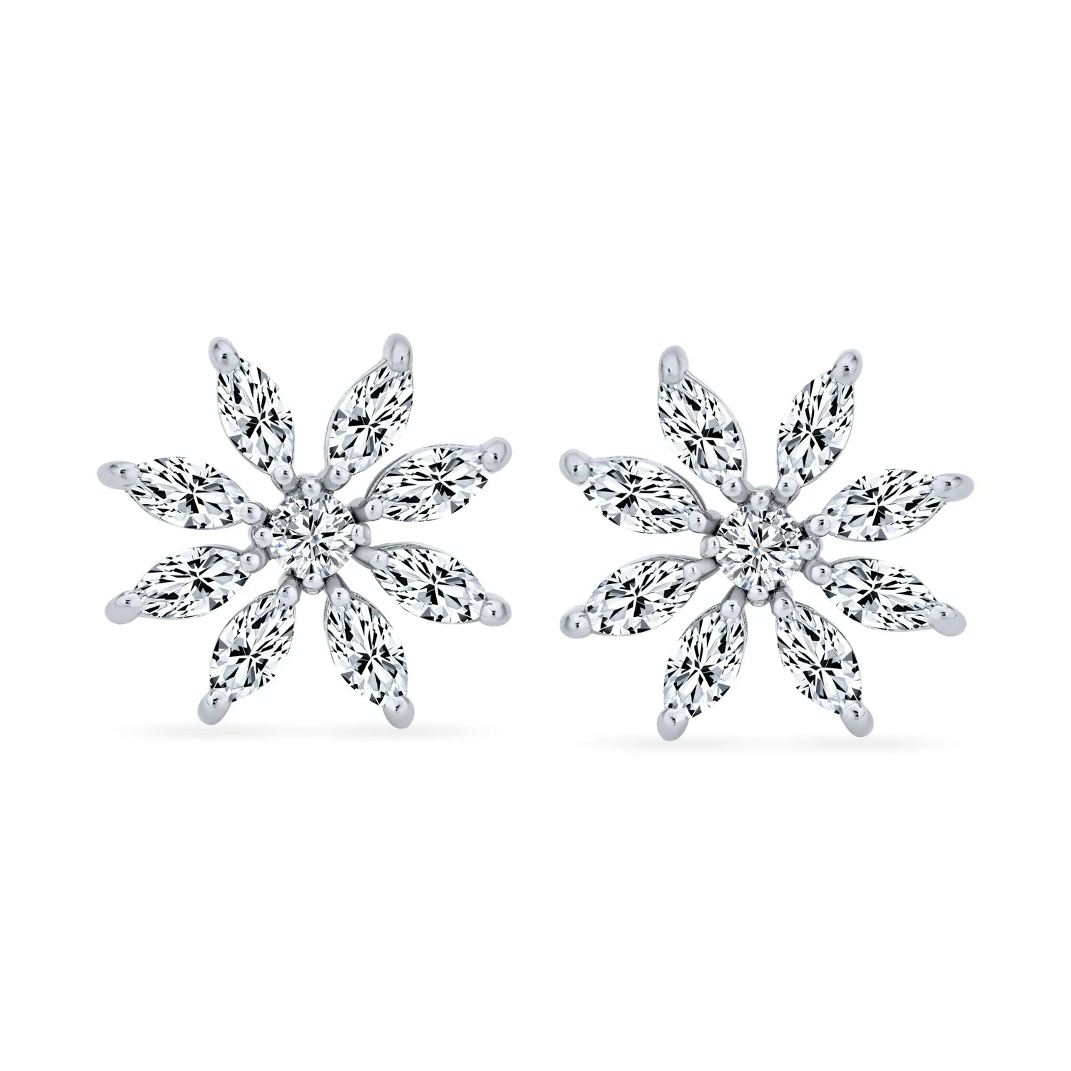 Holiday Party CZ Christmas Flower AAA Cubic Zirconia Snowflake Stud Earrings