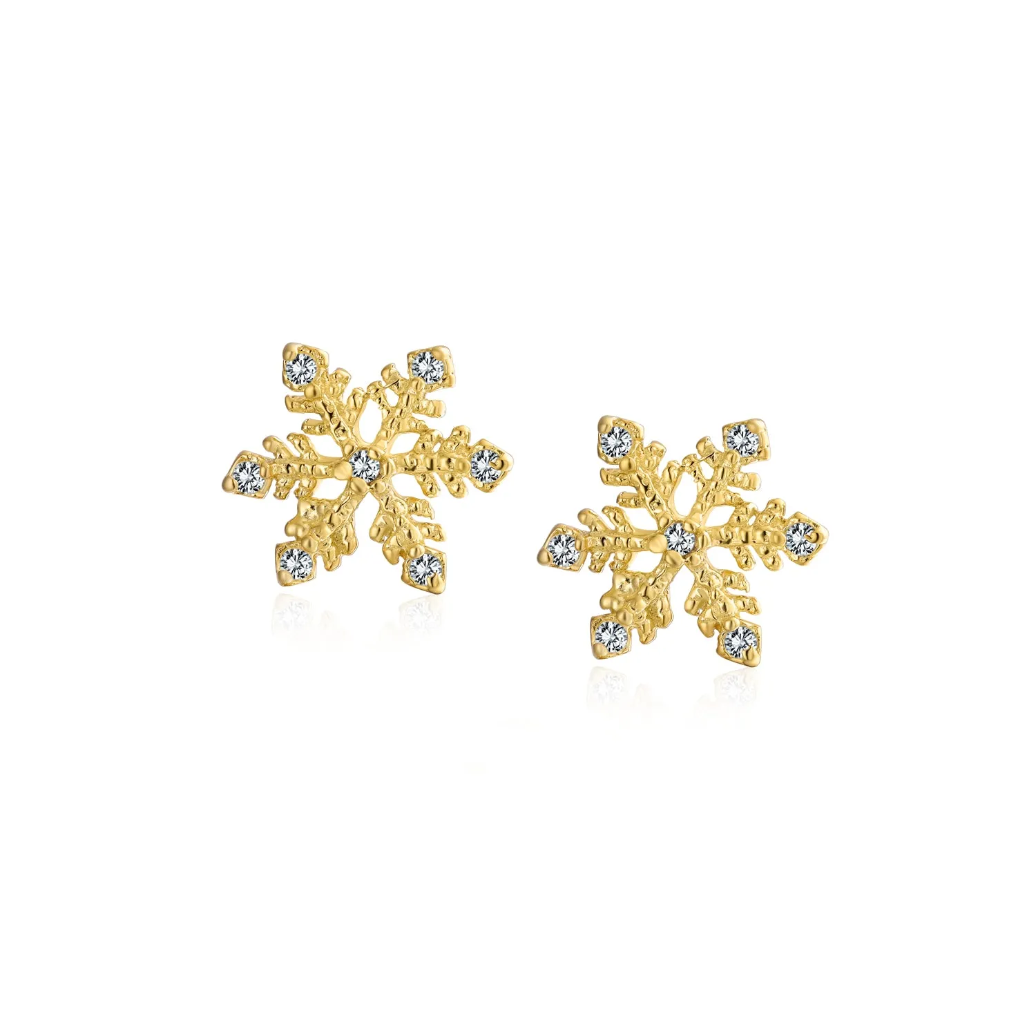 Holiday Party CZ Christmas Flower AAA Cubic Zirconia Snowflake Stud Earrings